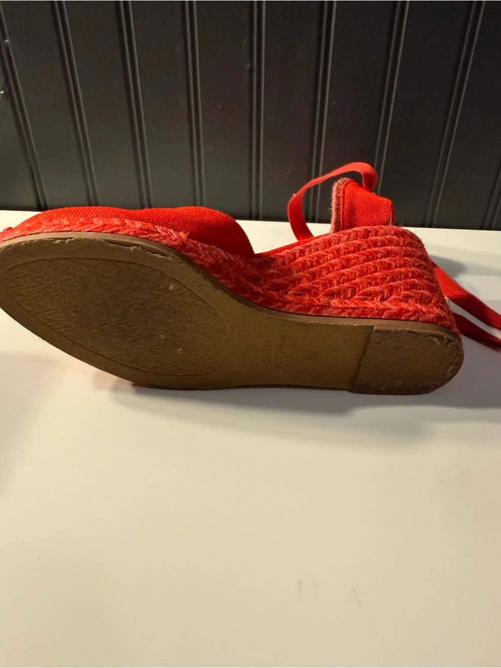 Stuart Weitzman Bright Red Canvas Espadrille Wedge Sandals